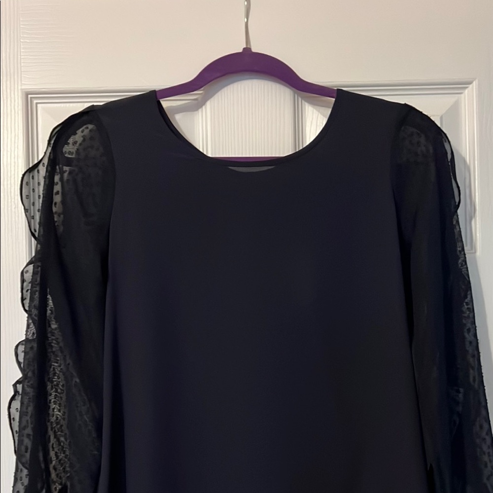 Elegant Black Dress Shirt with Sheer Sleeves